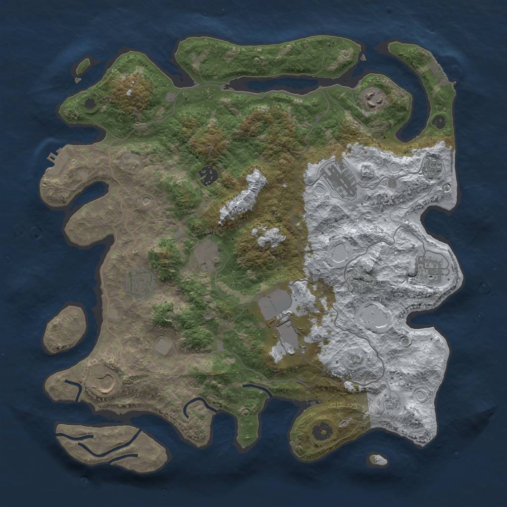 Rust Map: Procedural Map, Size: 4000, Seed: 111225, 18 Monuments