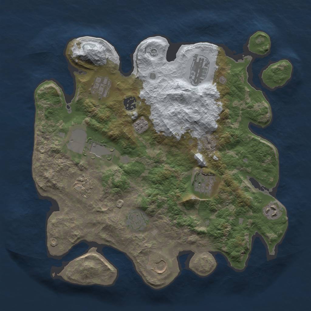 Rust Map: Barren, Size: 3500, Seed: 1031222105, 13 Monuments