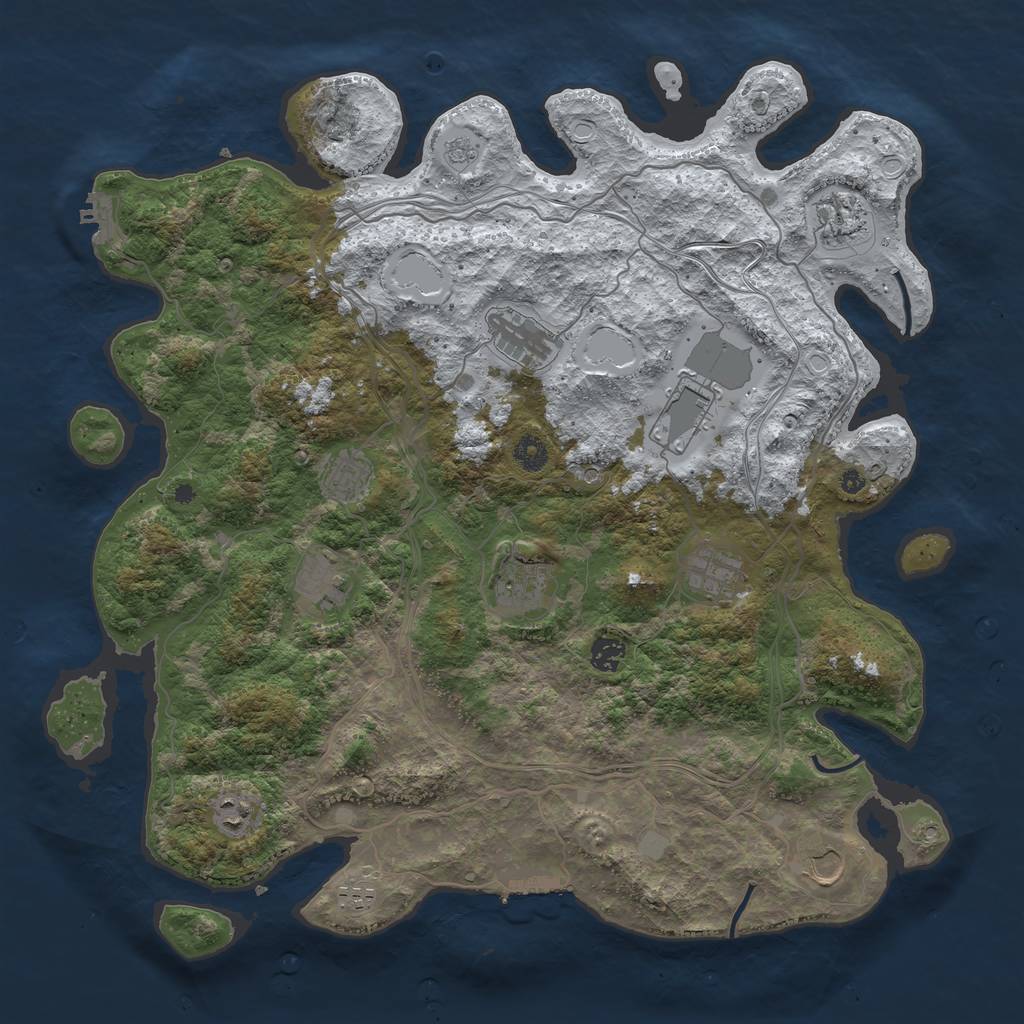 Rust Map: Procedural Map, Size: 4350, Seed: 1348367861, 20 Monuments