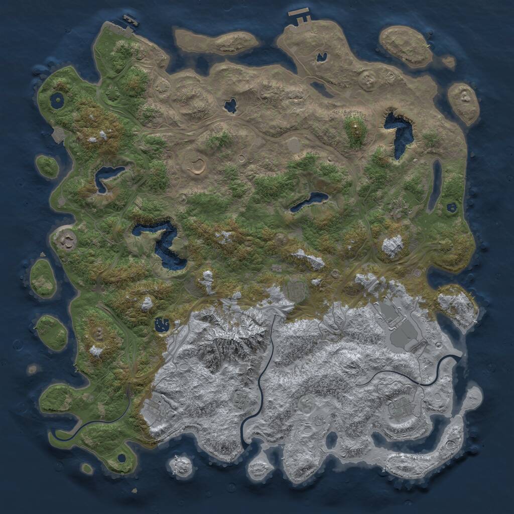 Rust Map: Procedural Map, Size: 5000, Seed: 1236, 15 Monuments