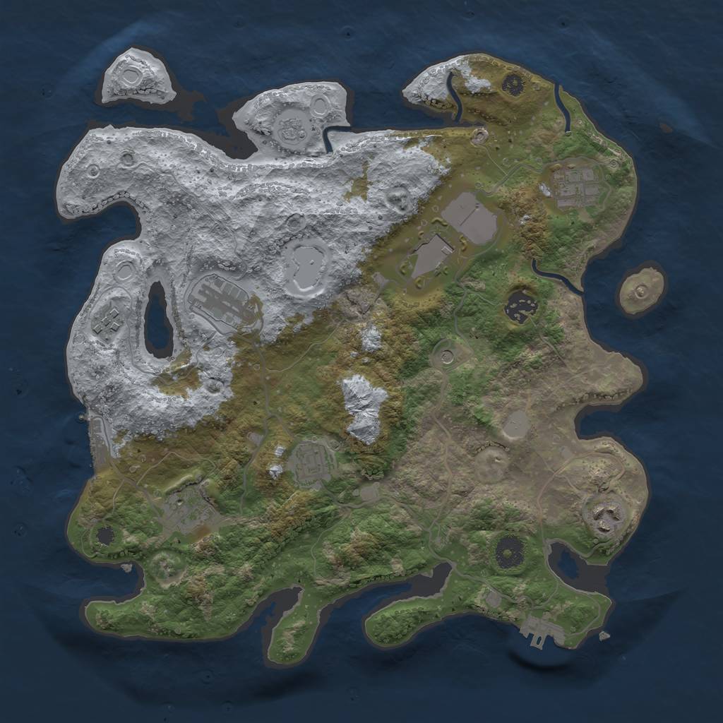 Rust Map: Procedural Map, Size: 3500, Seed: 338329654, 17 Monuments