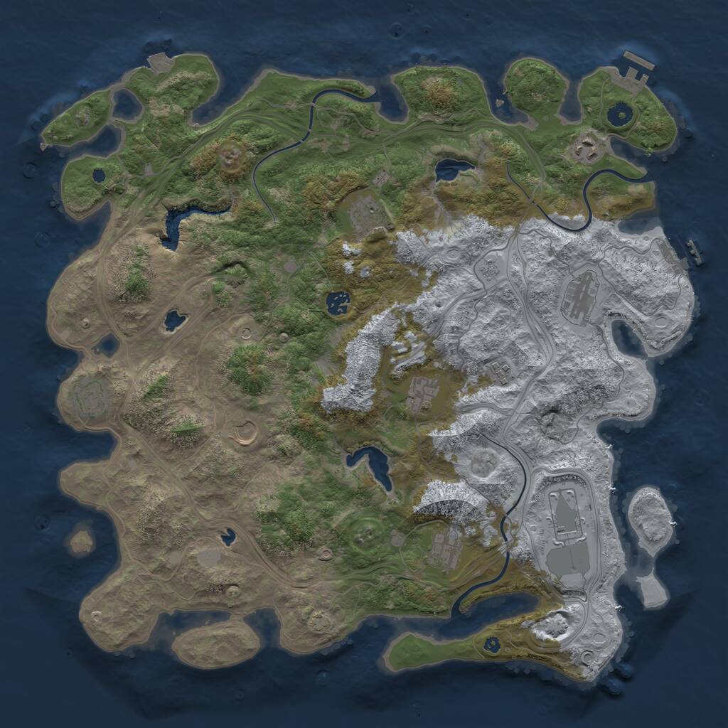 Rust Map: Procedural Map, Size: 4500, Seed: 769769, 16 Monuments