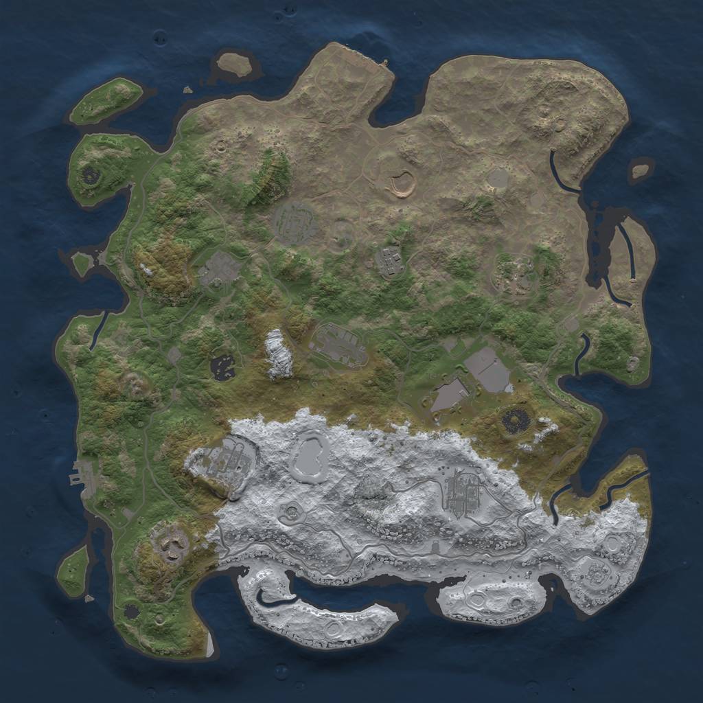 Rust Map: Procedural Map, Size: 4000, Seed: 985937622, 20 Monuments