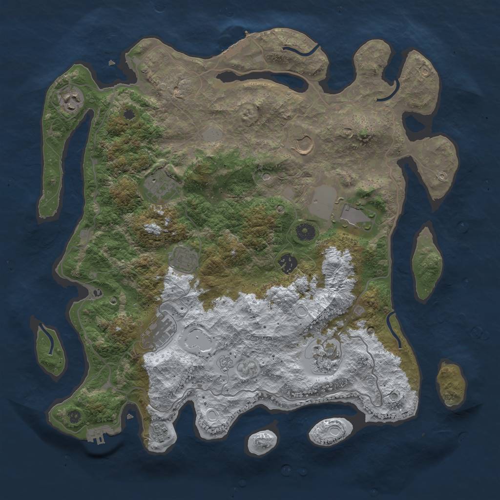 Rust Map: Procedural Map, Size: 4000, Seed: 1349200524, 18 Monuments