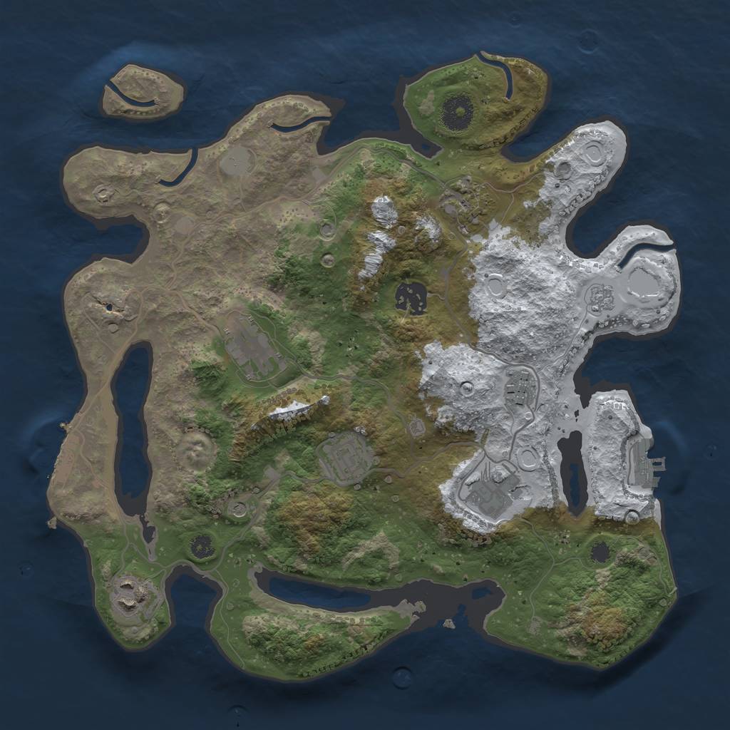Rust Map: Procedural Map, Size: 3250, Seed: 490154947, 16 Monuments