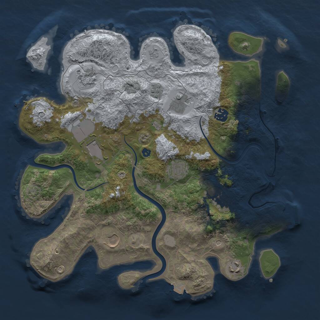 Rust Map: Procedural Map, Size: 3600, Seed: 3970290, 14 Monuments