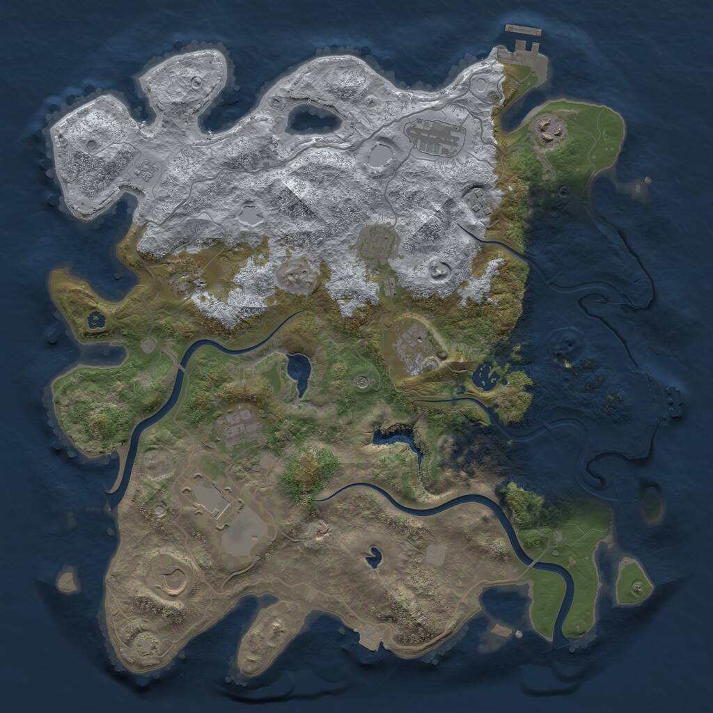 Rust Map: Procedural Map, Size: 4000, Seed: 1673288920, 16 Monuments
