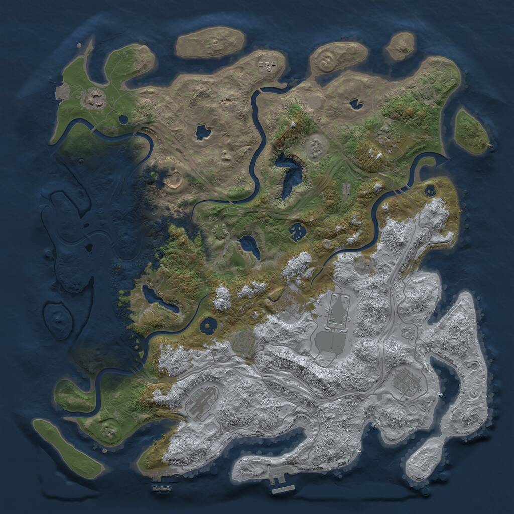 Rust Map: Procedural Map, Size: 4500, Seed: 2622, 16 Monuments