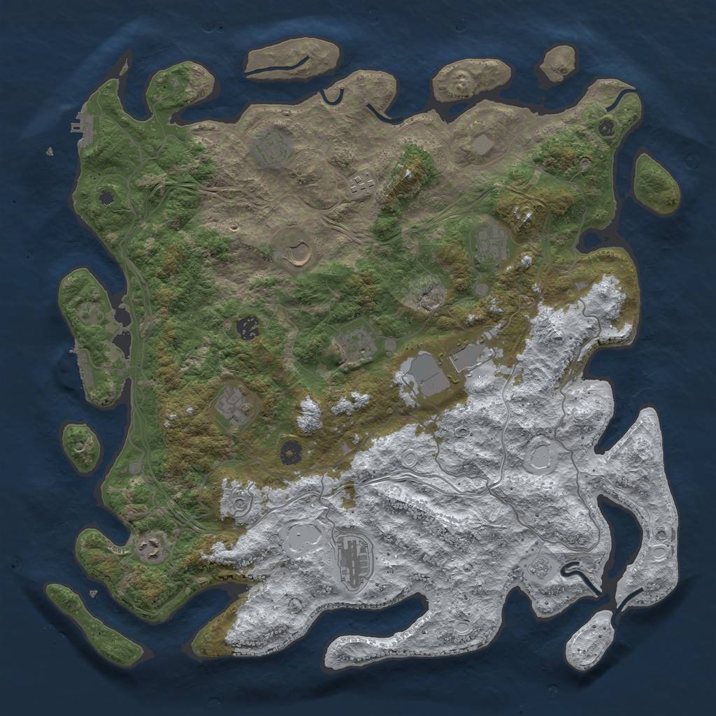 Rust Map: Procedural Map, Size: 4500, Seed: 2622, 19 Monuments