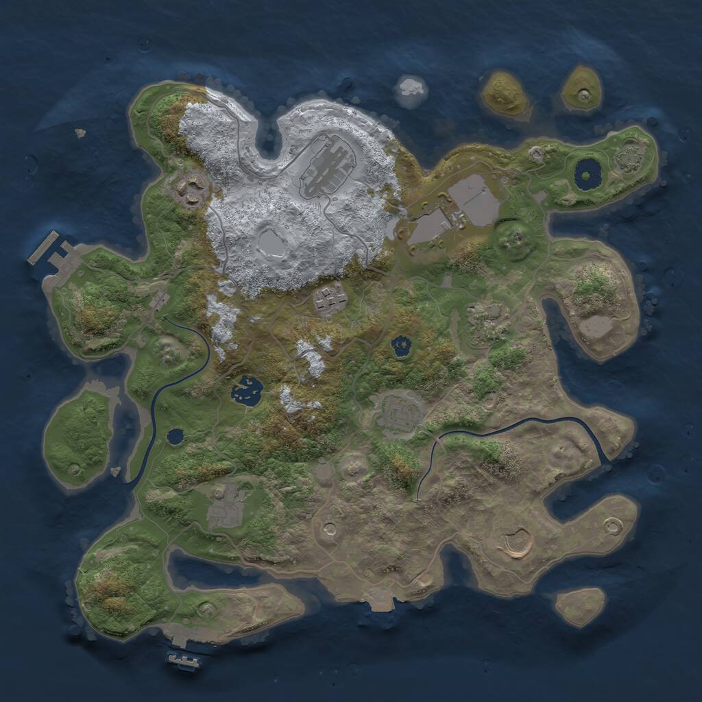 Rust Map: Procedural Map, Size: 3500, Seed: 93664850, 14 Monuments
