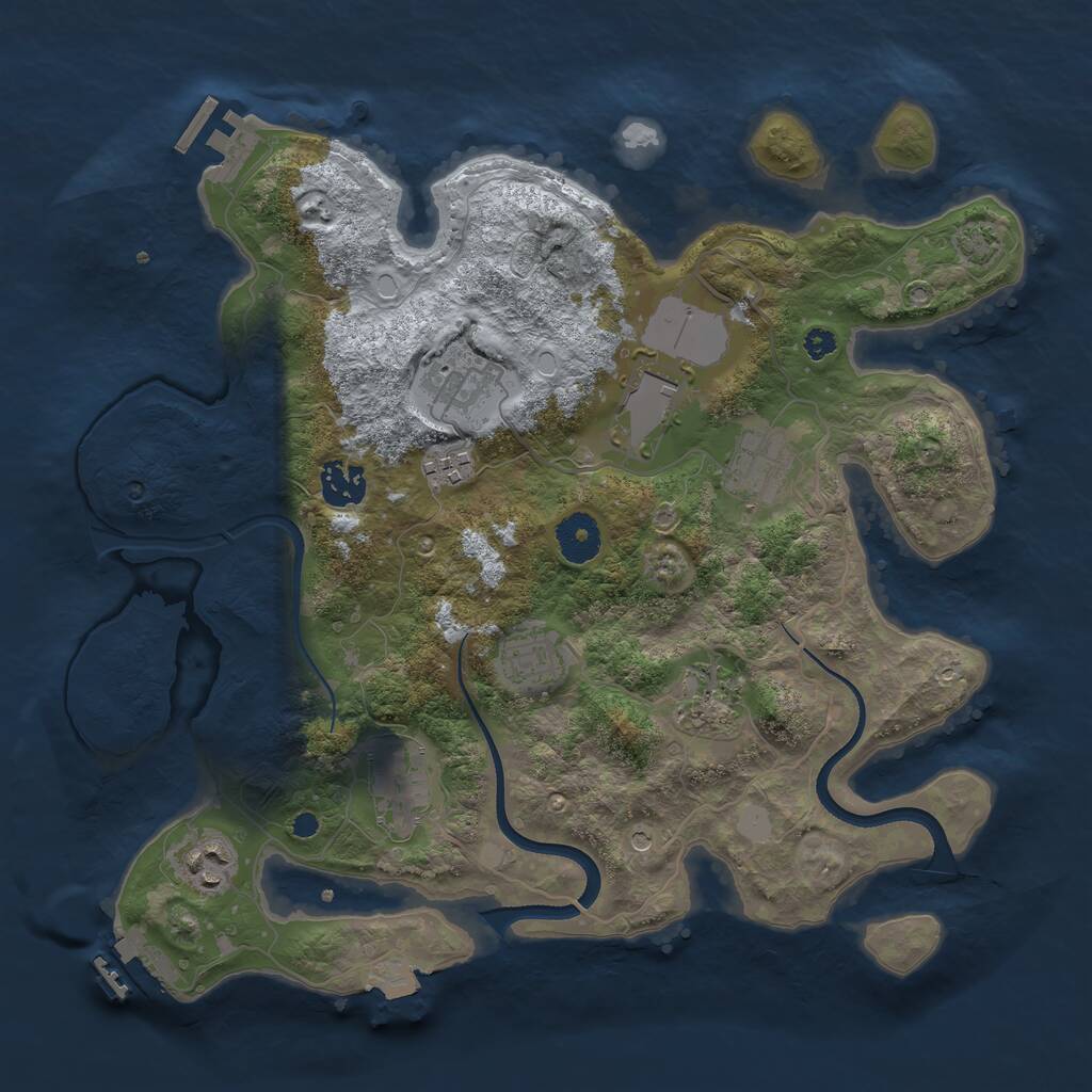Rust Map: Procedural Map, Size: 3500, Seed: 93664850, 14 Monuments