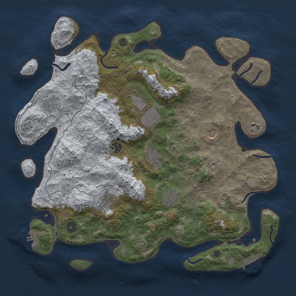 Rust Map: Procedural Map, Size: 4000, Seed: 19283576, 18 Monuments