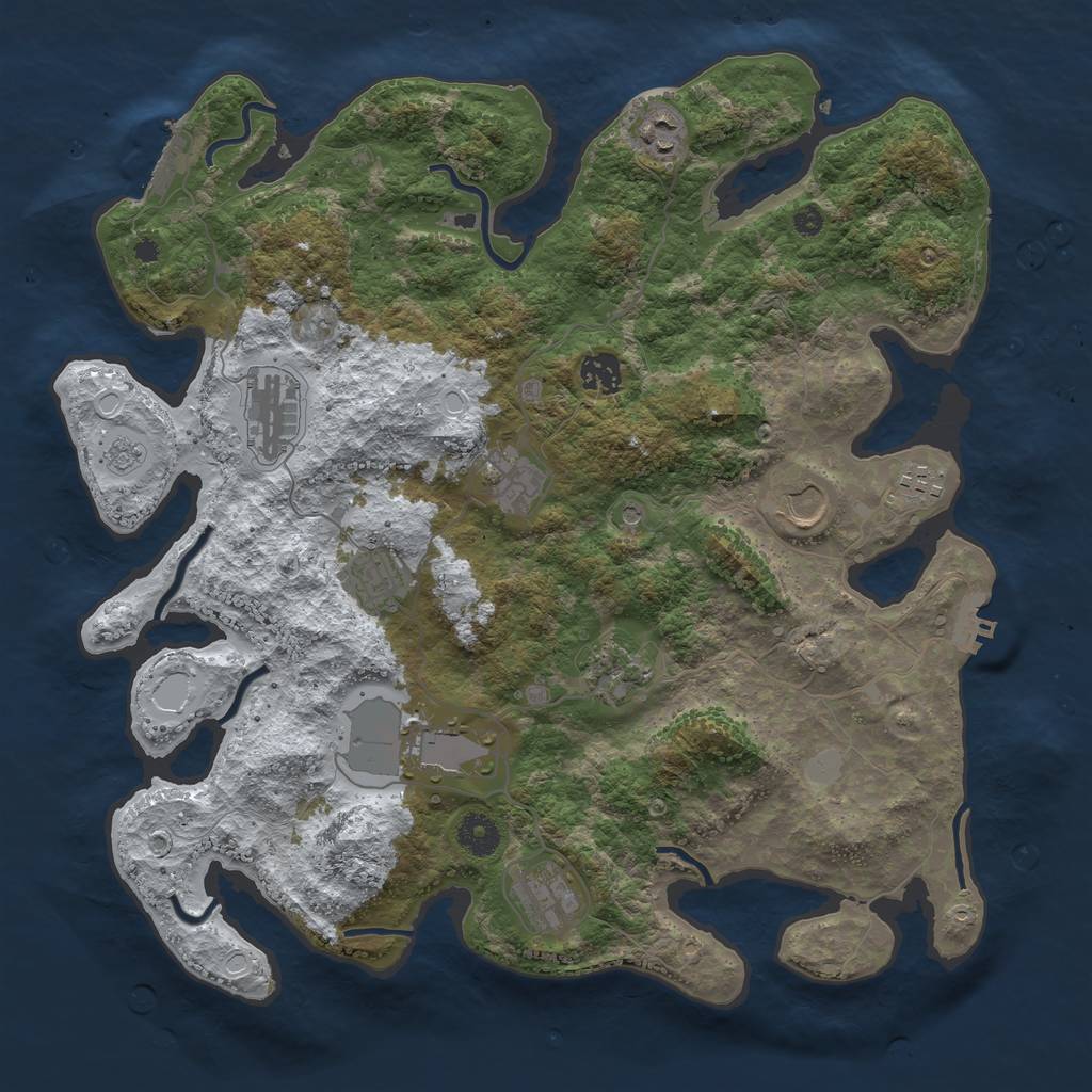 Rust Map: Procedural Map, Size: 3850, Seed: 383111633, 19 Monuments