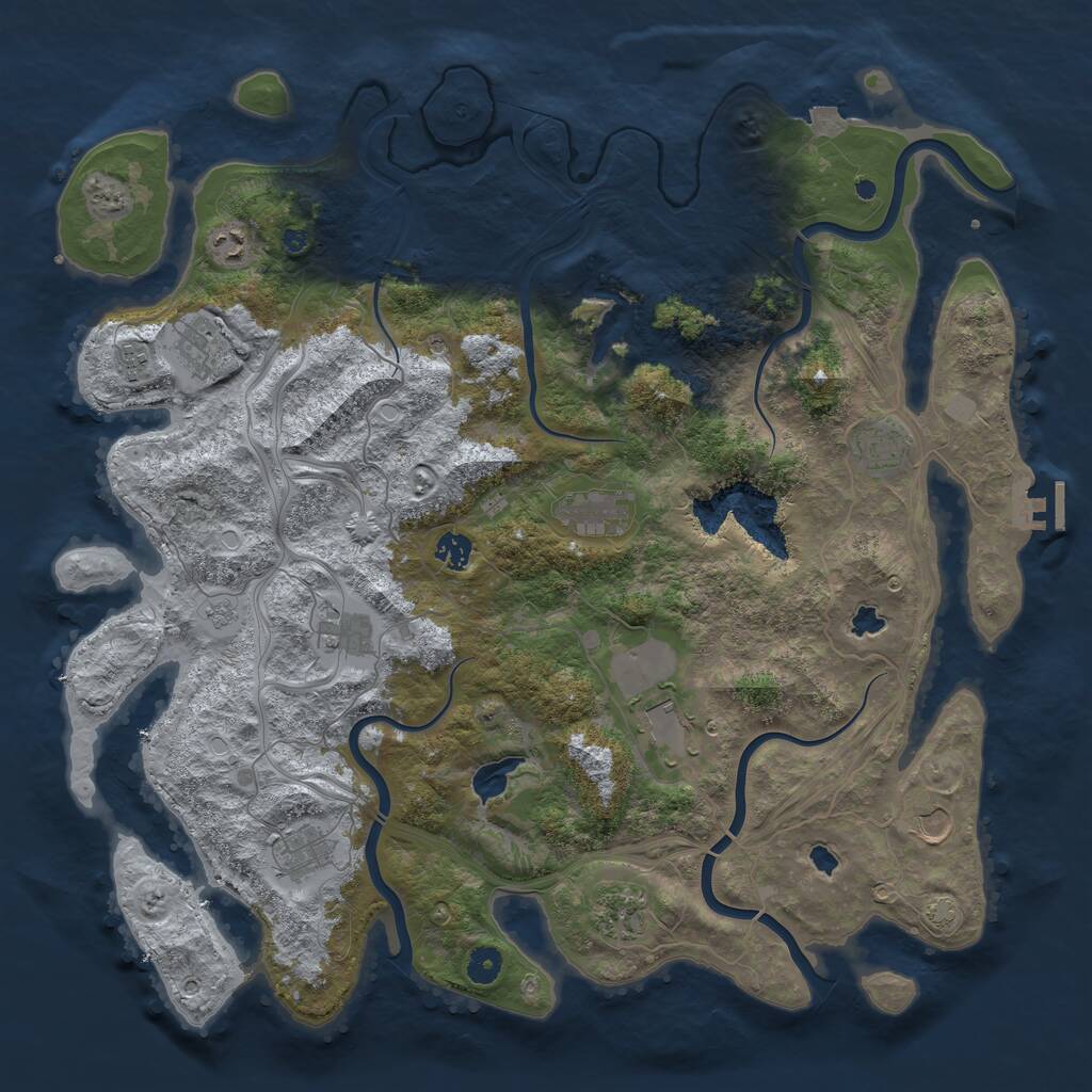 Rust Map: Procedural Map, Size: 4500, Seed: 575642287, 16 Monuments