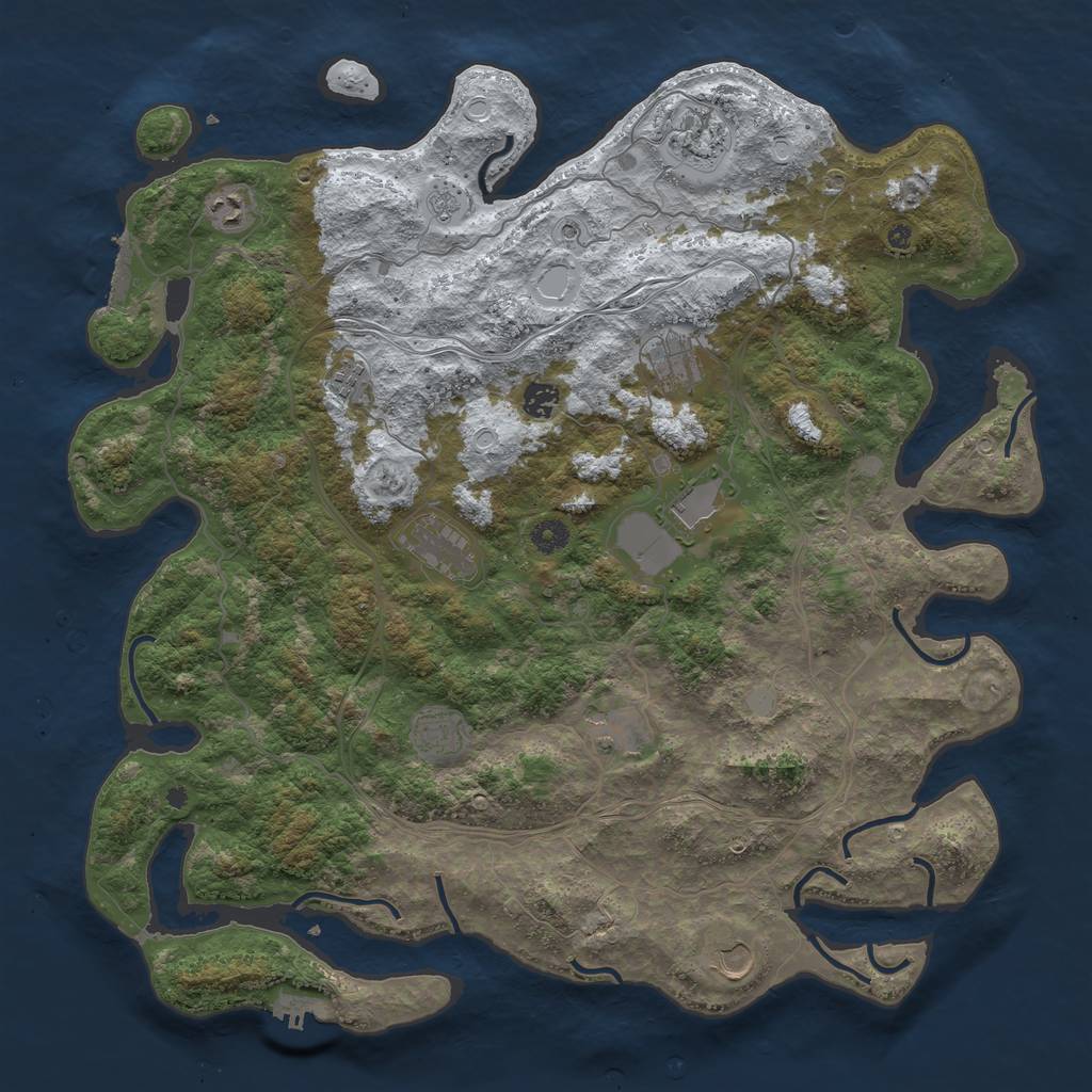 Rust Map: Procedural Map, Size: 4500, Seed: 6458, 19 Monuments