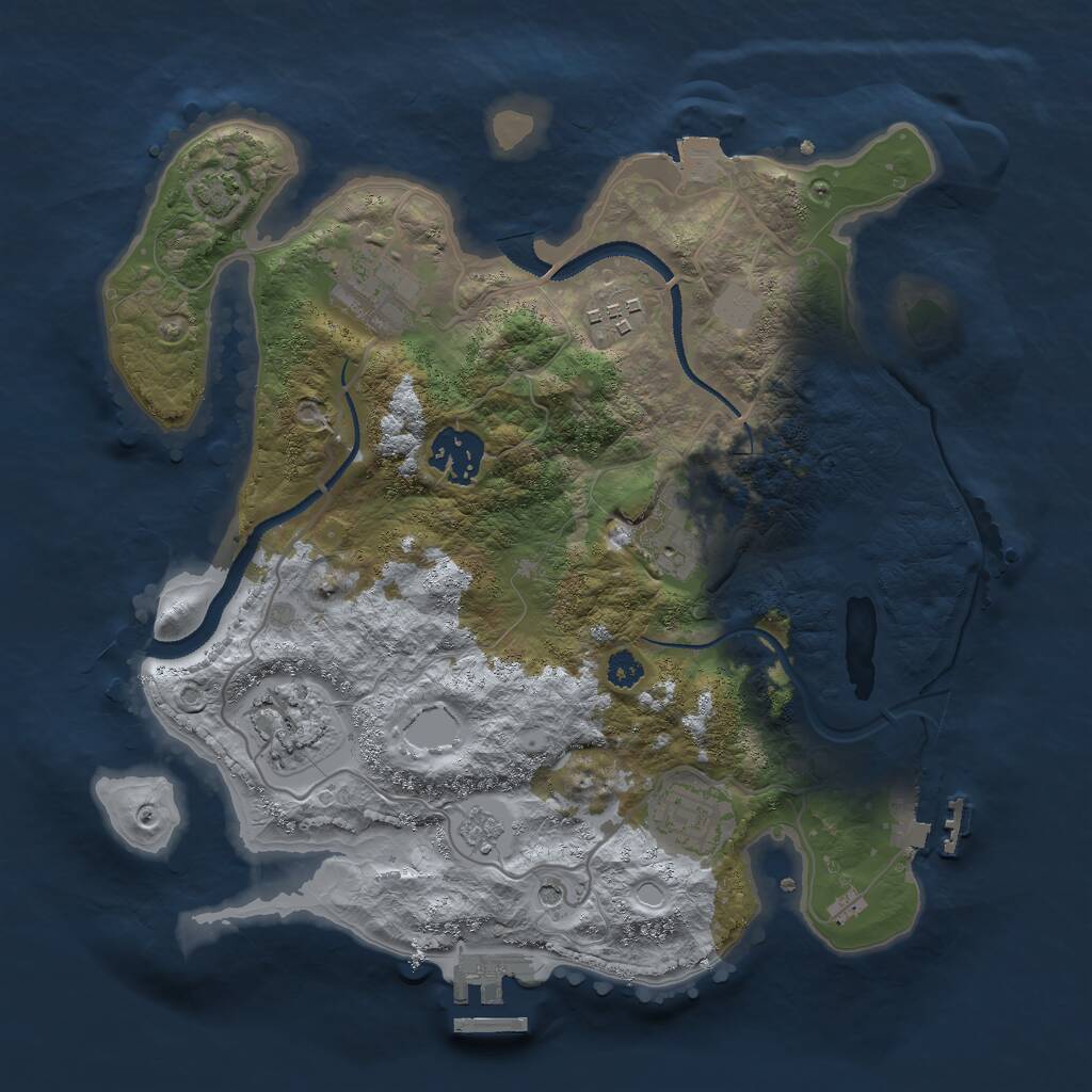 Rust Map: Procedural Map, Size: 3000, Seed: 1457762591, 12 Monuments