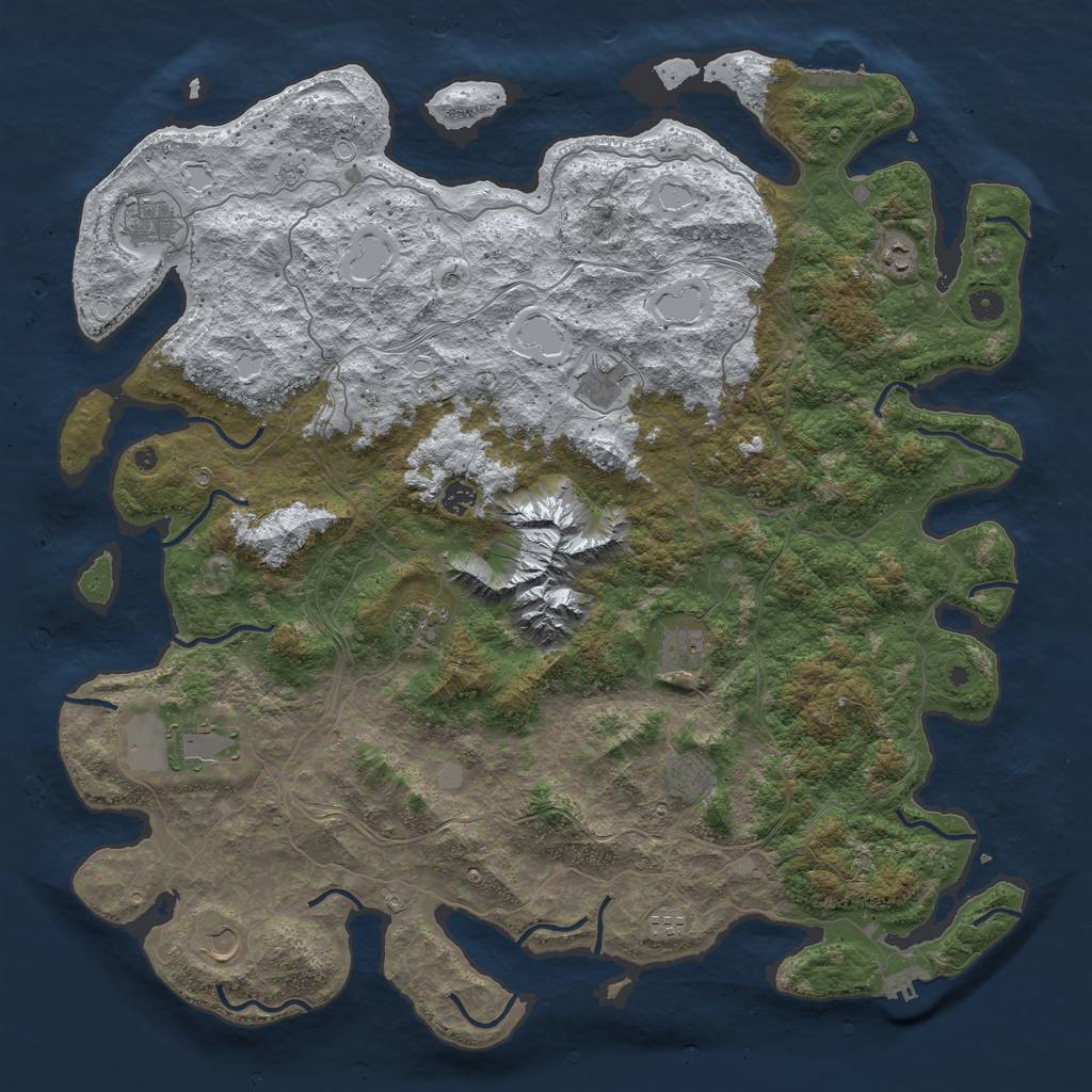 Rust Map: Procedural Map, Size: 5000, Seed: 701325626, 19 Monuments