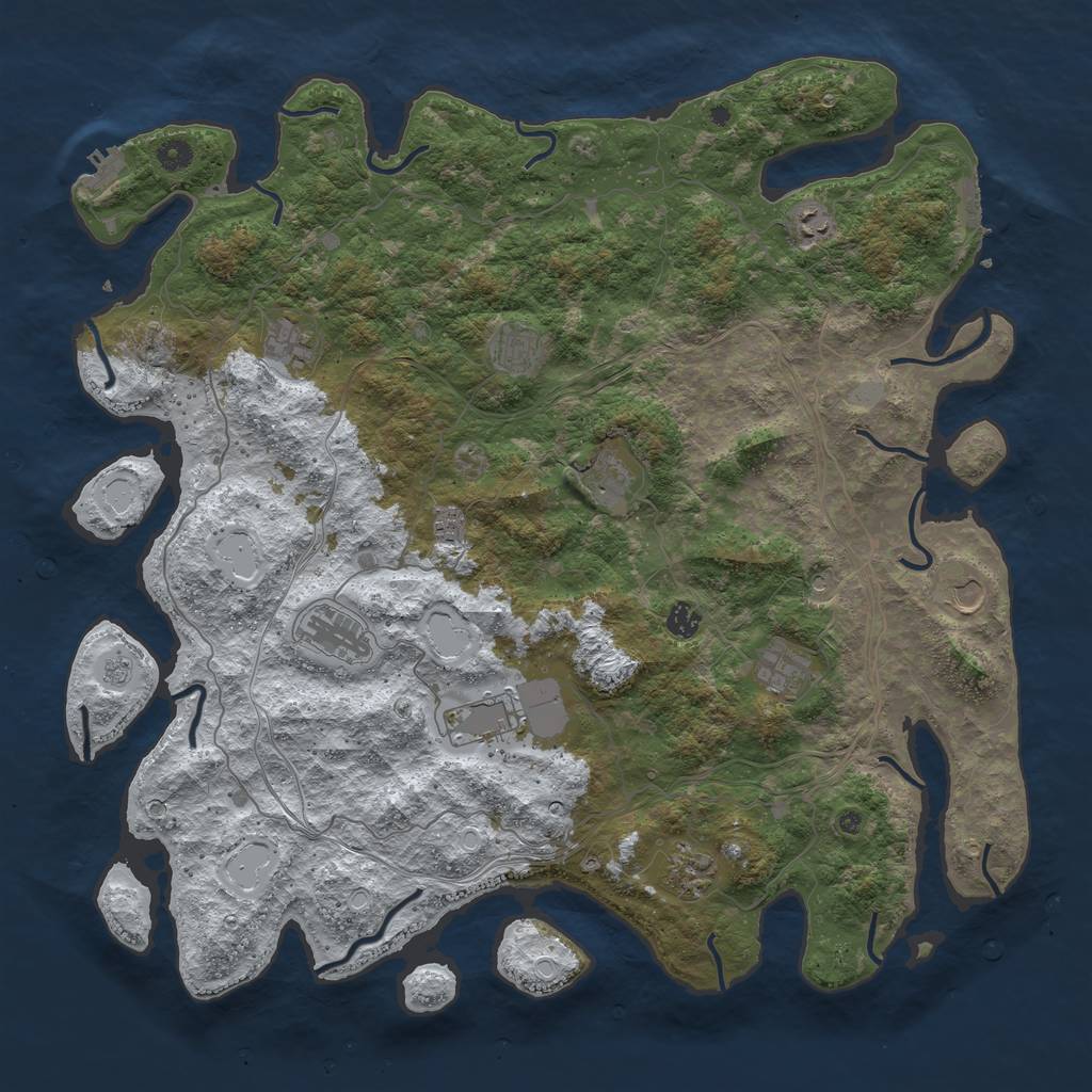 Rust Map: Procedural Map, Size: 4800, Seed: 957868700, 20 Monuments