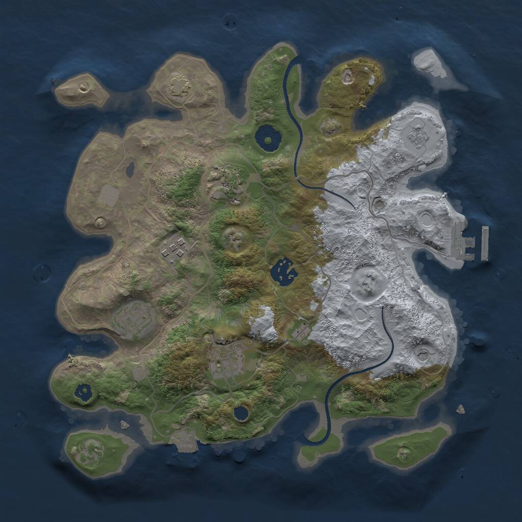 Rust Map: Procedural Map, Size: 3000, Seed: 94911, 10 Monuments