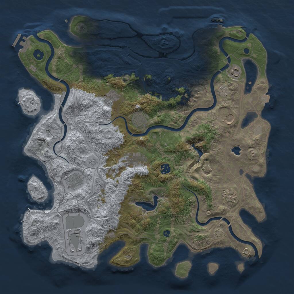 Rust Map: Procedural Map, Size: 4250, Seed: 964112355, 16 Monuments