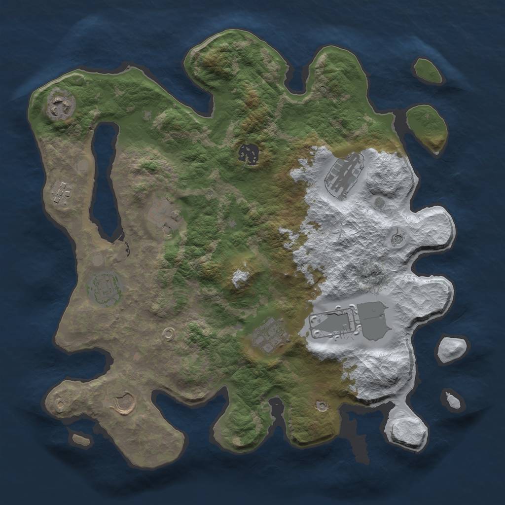 Rust Map: Barren, Size: 3500, Seed: 257562985, 12 Monuments
