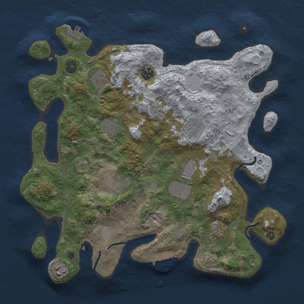 Rust Map: Procedural Map, Size: 3700, Seed: 1762984176, 18 Monuments