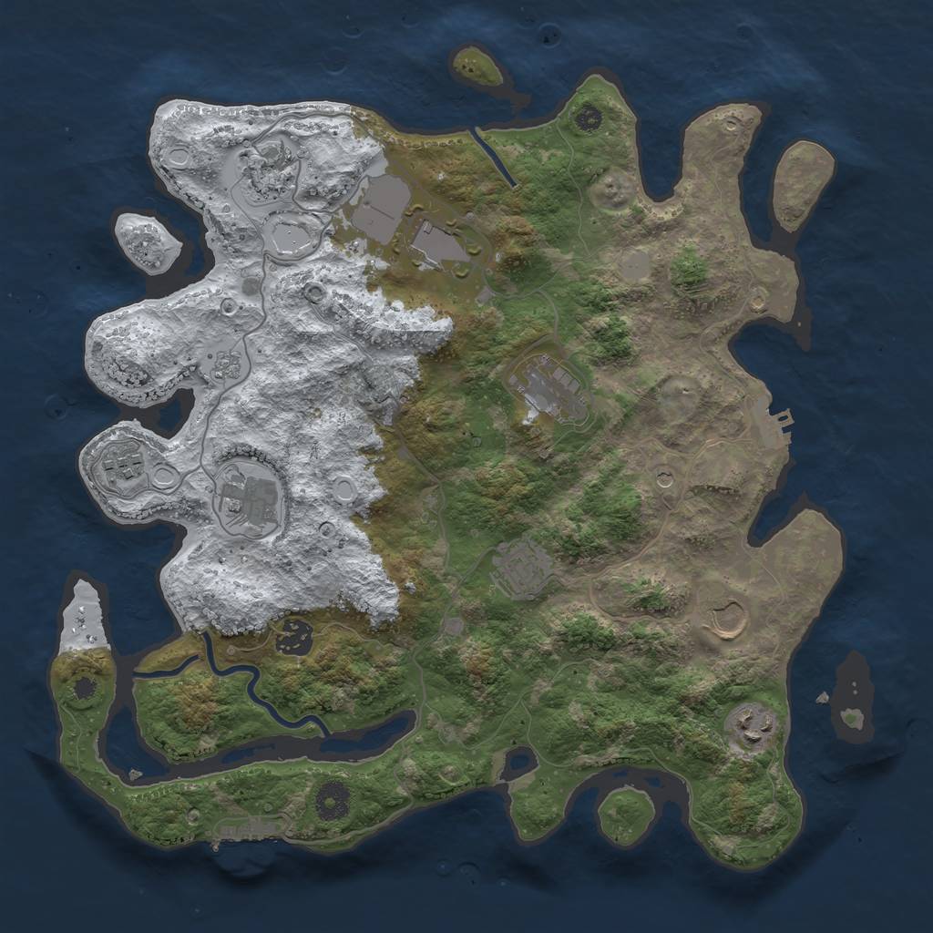 Rust Map: Procedural Map, Size: 3700, Seed: 496131, 18 Monuments