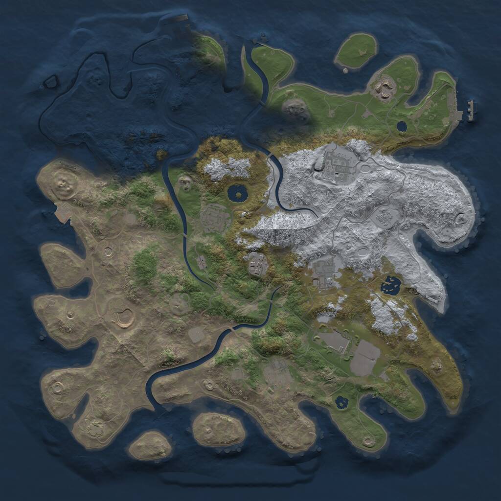 Rust Map: Procedural Map, Size: 3850, Seed: 317478399, 15 Monuments