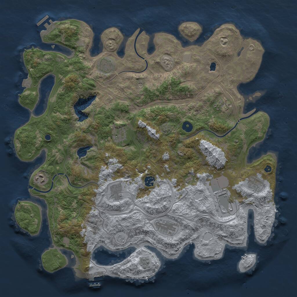 Rust Map: Procedural Map, Size: 4250, Seed: 1109302623, 16 Monuments