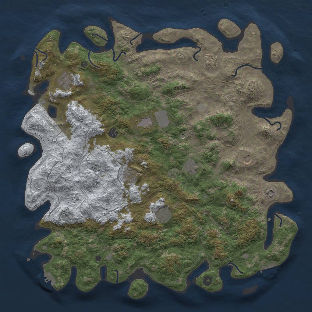 Rust Map: Procedural Map, Size: 4800, Seed: 440214235, 19 Monuments