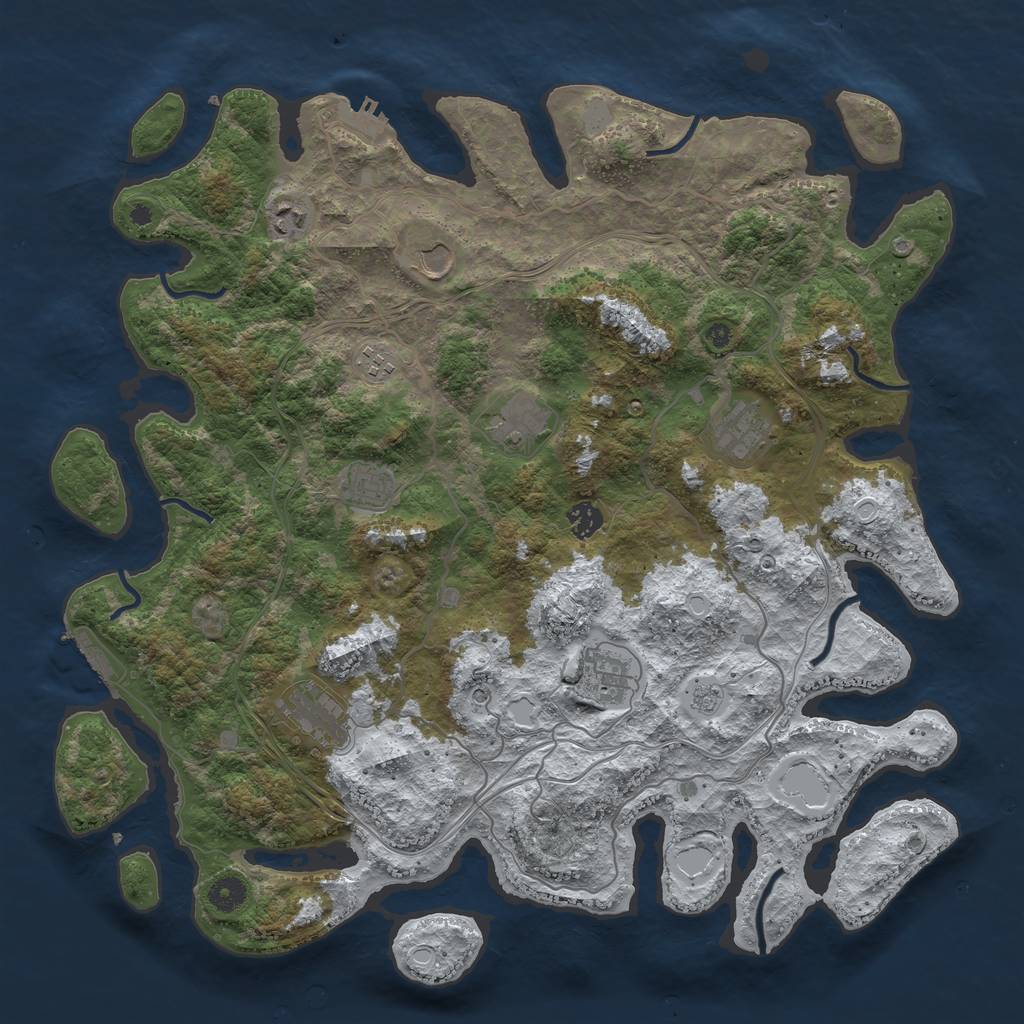 Rust Map: Procedural Map, Size: 4300, Seed: 115135683, 18 Monuments