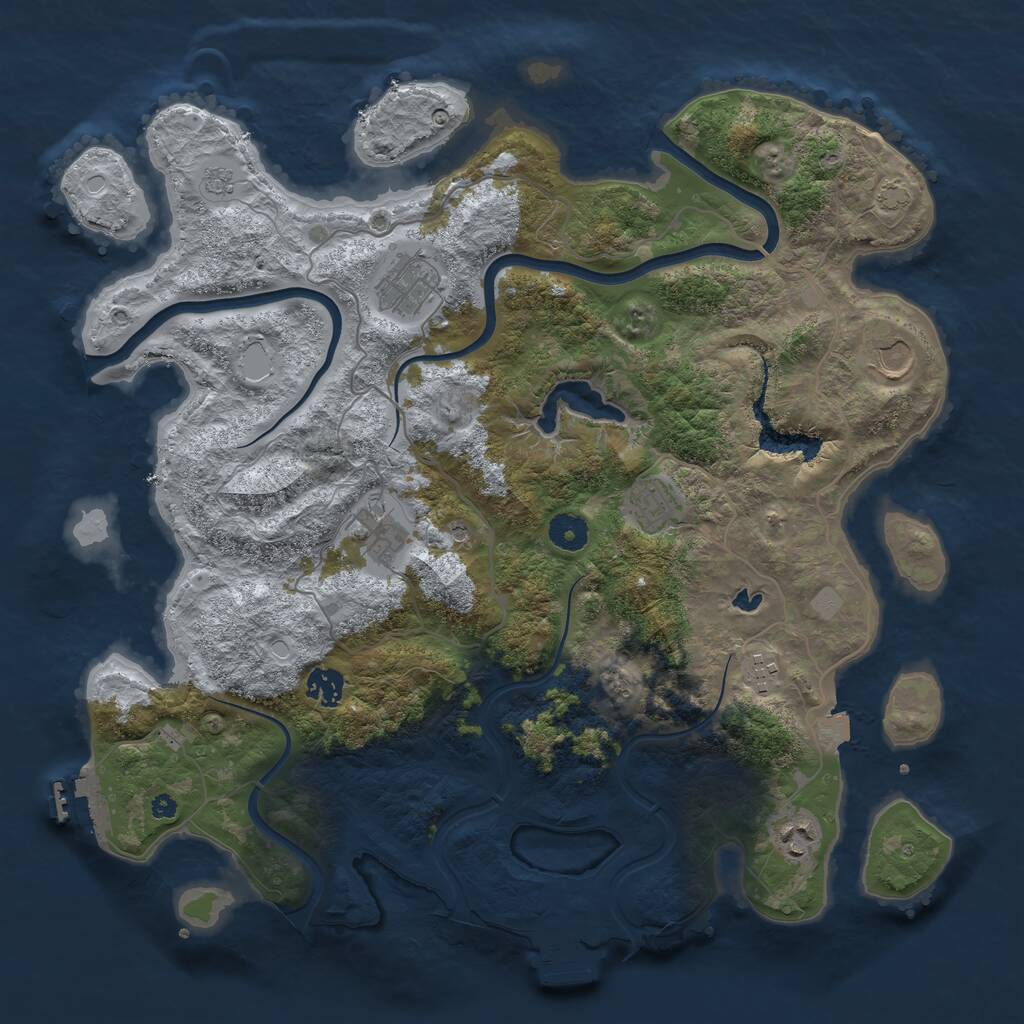 Rust Map: Procedural Map, Size: 4000, Seed: 739938994, 13 Monuments