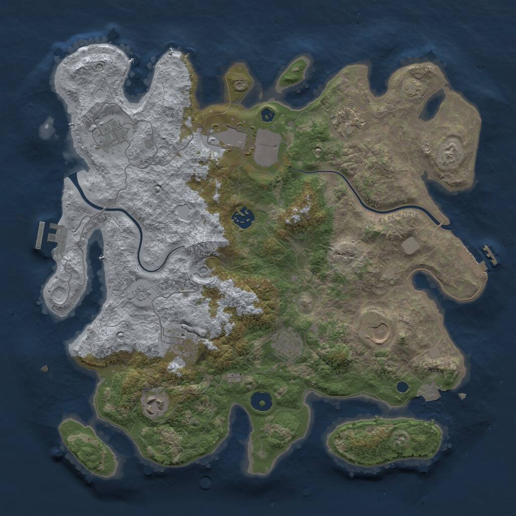 Rust Map: Procedural Map, Size: 3750, Seed: 414047537, 14 Monuments