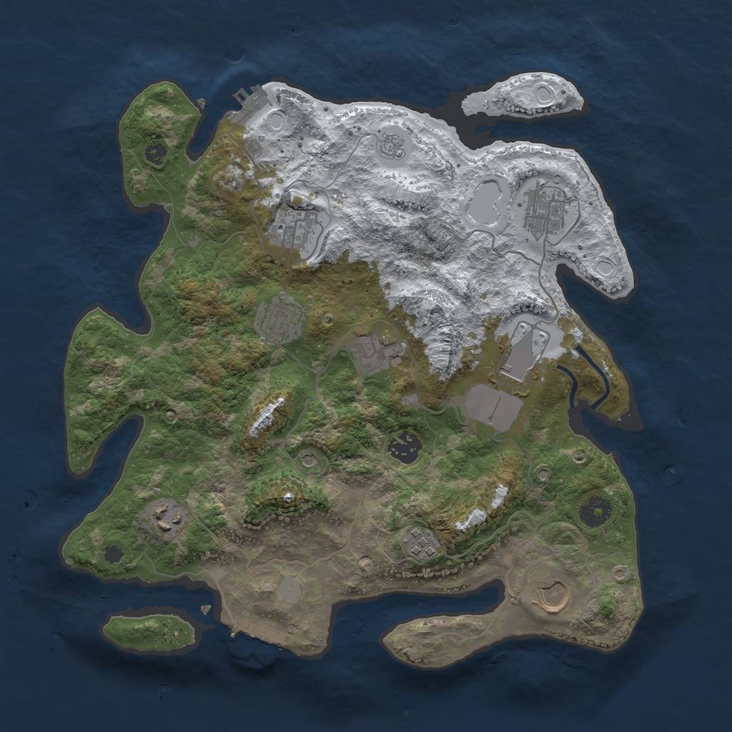 Rust Map: Procedural Map, Size: 3500, Seed: 2145279336, 18 Monuments