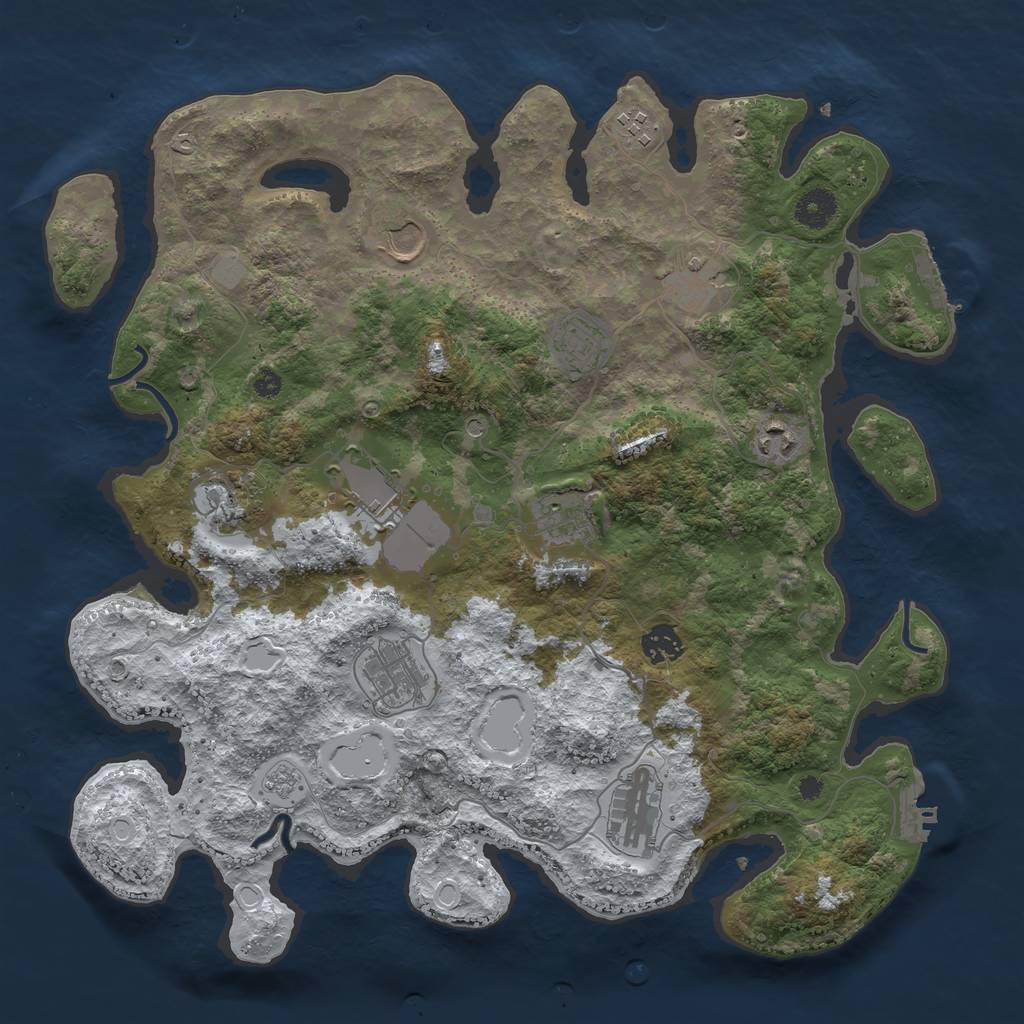 Rust Map: Procedural Map, Size: 3850, Seed: 702730766, 20 Monuments