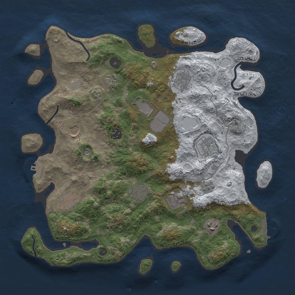 Rust Map: Procedural Map, Size: 3800, Seed: 72605995, 20 Monuments