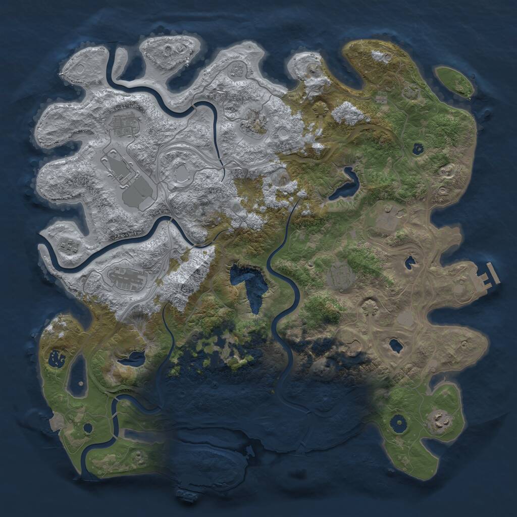 Rust Map: Procedural Map, Size: 4500, Seed: 959427877, 17 Monuments