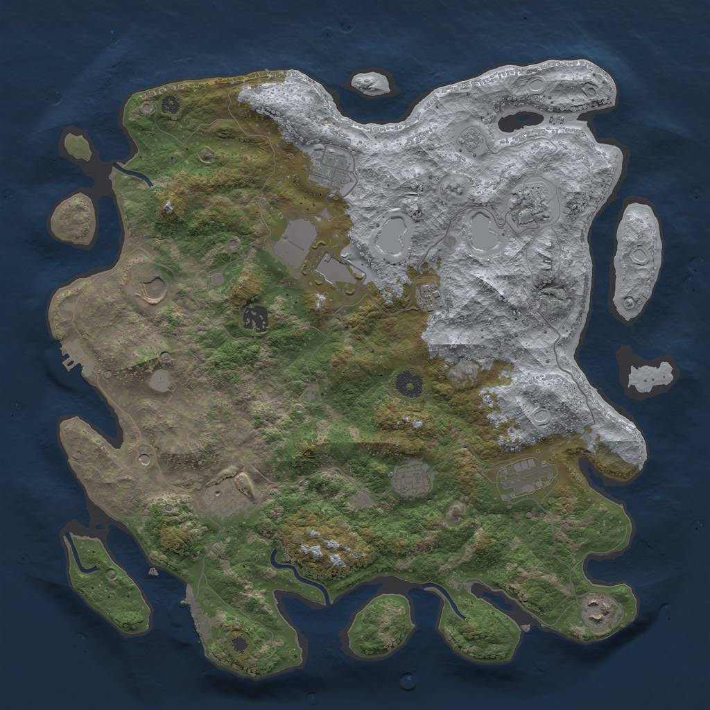 Rust Map: Procedural Map, Size: 3950, Seed: 1250208940, 17 Monuments