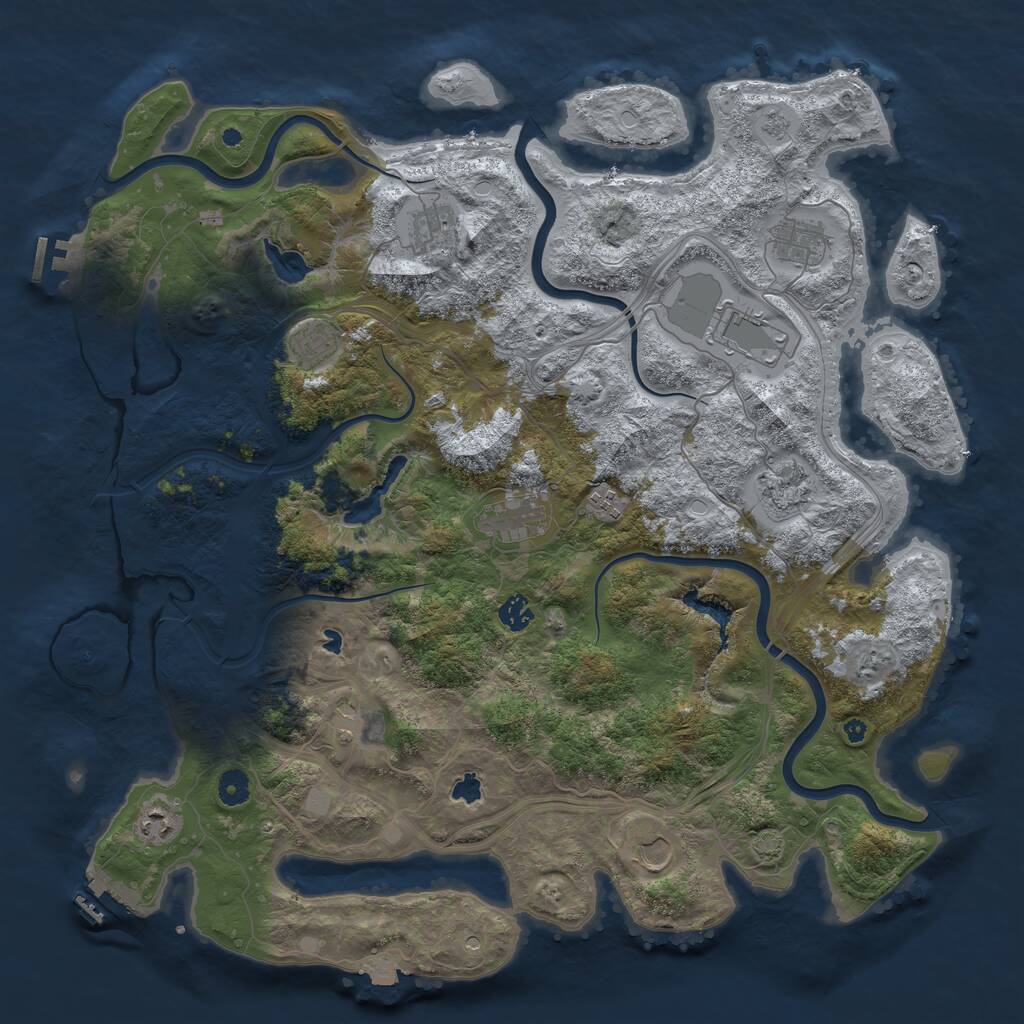 Rust Map: Procedural Map, Size: 4500, Seed: 1092981511, 17 Monuments
