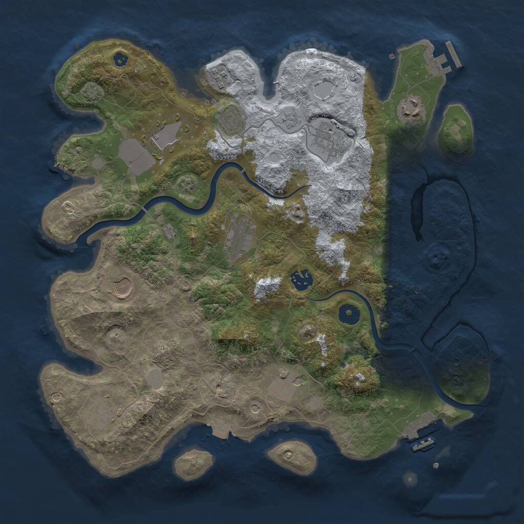 Rust Map: Procedural Map, Size: 3700, Seed: 1633080601, 16 Monuments