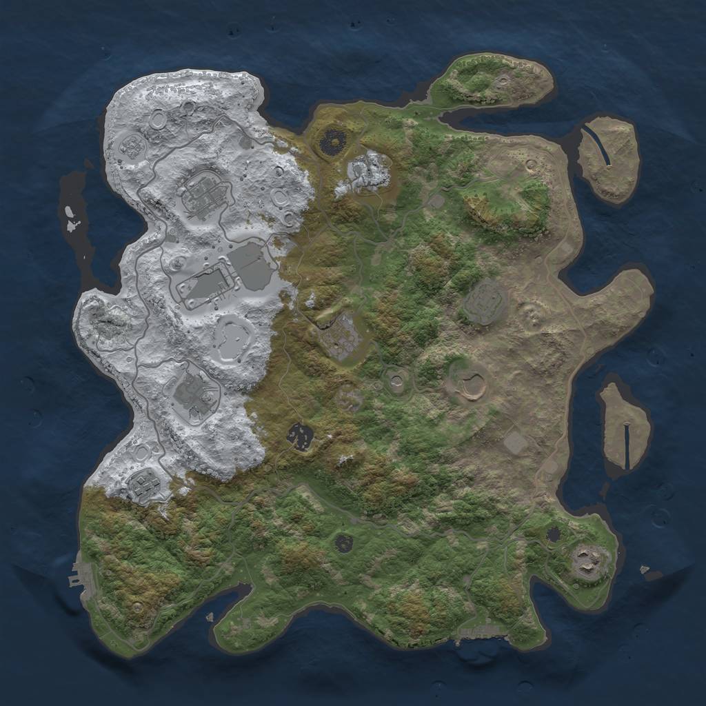 Rust Map: Procedural Map, Size: 4000, Seed: 20130, 19 Monuments