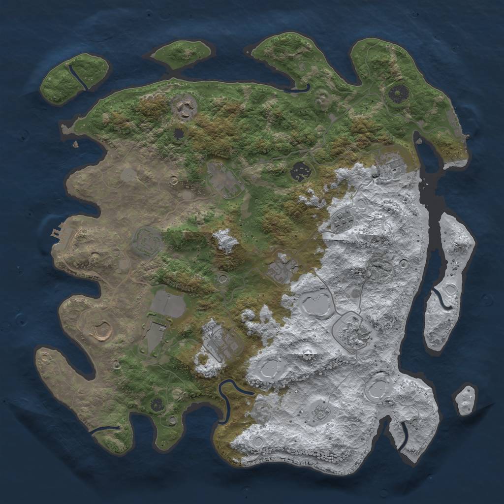 Rust Map: Procedural Map, Size: 3950, Seed: 366155614, 20 Monuments