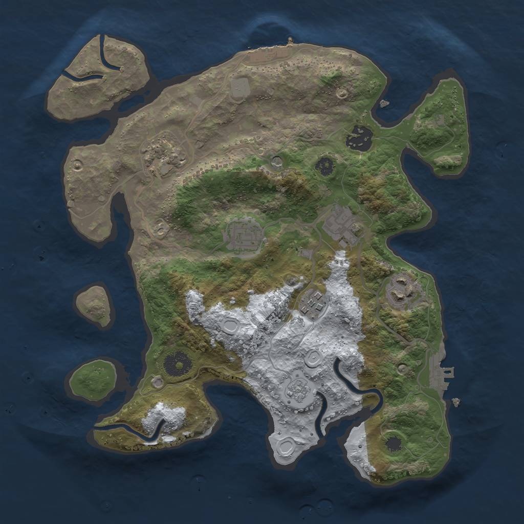 Rust Map: Procedural Map, Size: 3000, Seed: 1844153021, 15 Monuments