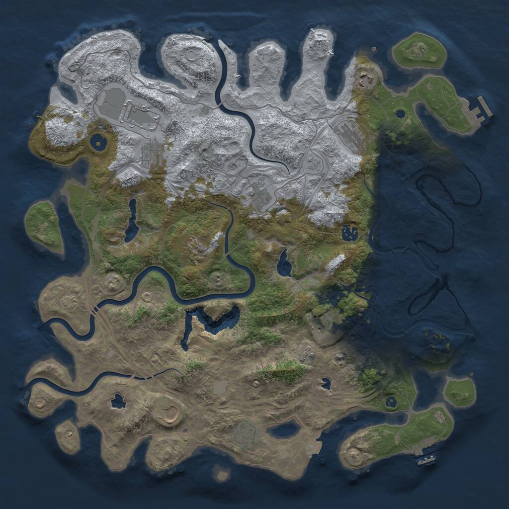 Rust Map: Procedural Map, Size: 4500, Seed: 1380113917, 17 Monuments