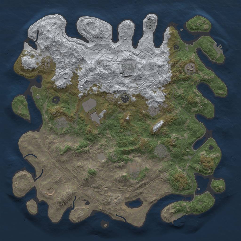 Rust Map: Procedural Map, Size: 4500, Seed: 1380113917, 20 Monuments