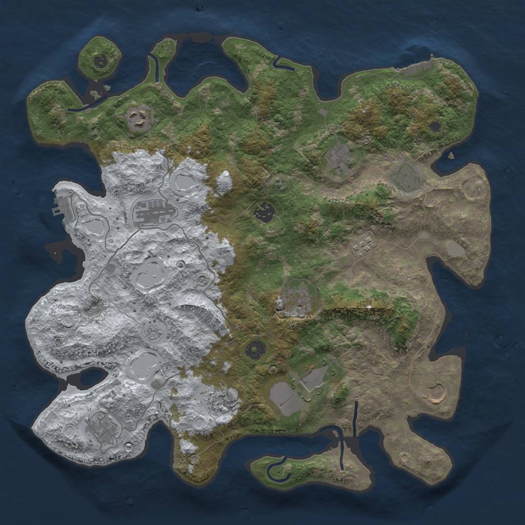 Rust Map: Procedural Map, Size: 3987, Seed: 3765, 20 Monuments
