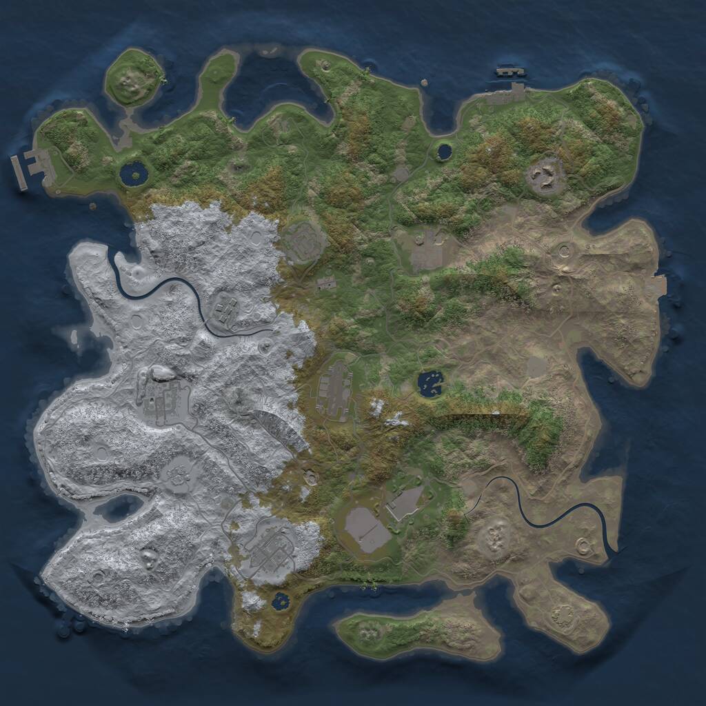 Rust Map: Procedural Map, Size: 3987, Seed: 3765, 15 Monuments