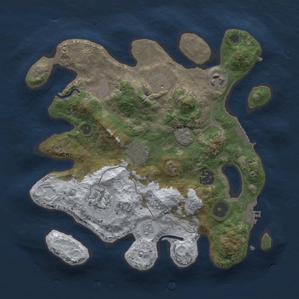Rust Map: Procedural Map, Size: 3000, Seed: 828120080, 15 Monuments