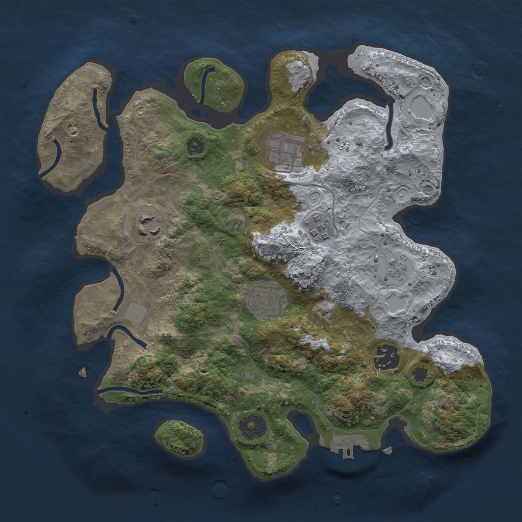 Rust Map: Procedural Map, Size: 3000, Seed: 1145221170, 12 Monuments