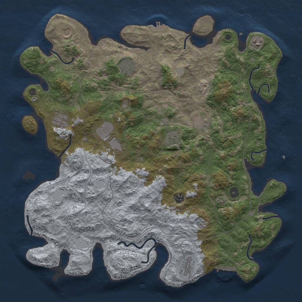 Rust Map: Procedural Map, Size: 4500, Seed: 955173457, 19 Monuments